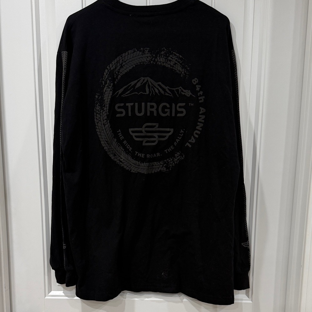 Black Sturgis Motorcycle Rally Long Sleeve Men's Tee - Picture 5 of 6